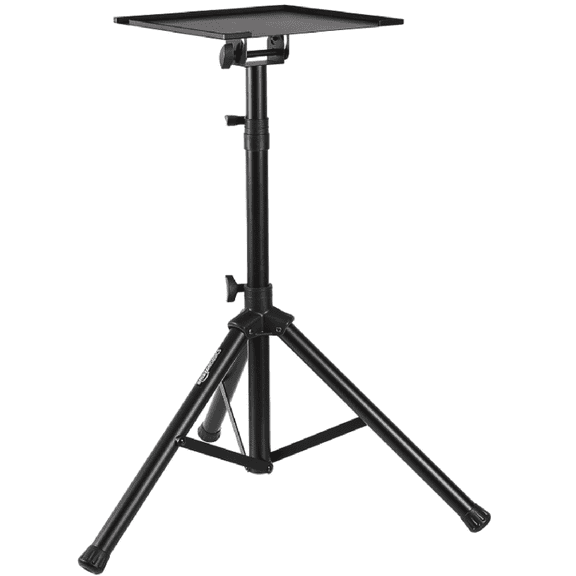 Multi Purpose Height Adjustable Portable Tripod Stand for Workstation, Music, DJ, Projector, or Mixer, Laptop Compatible, Black
