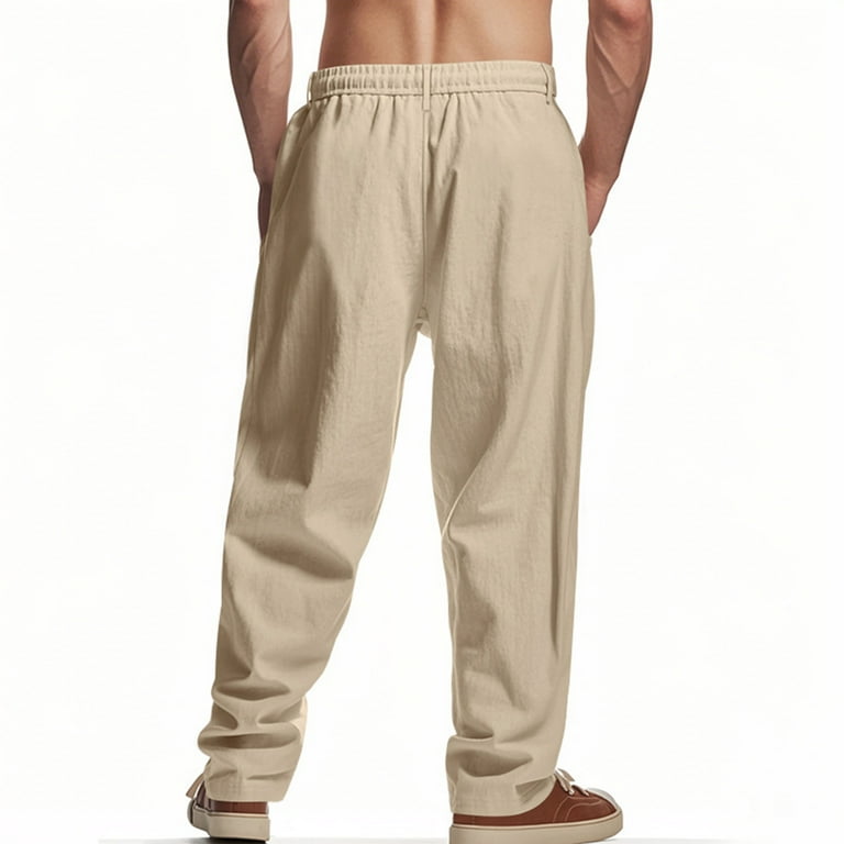Kixjoy Khaki Sweatpants for Men Casual Lightweight Elastic Waisted