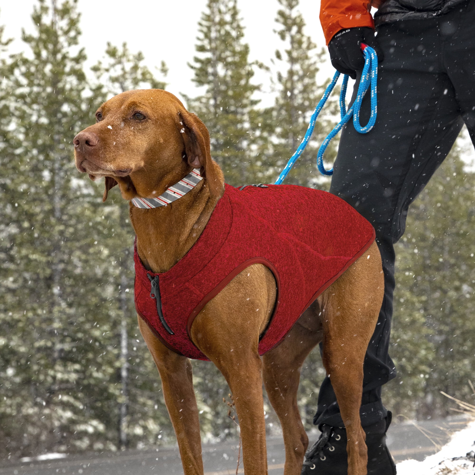 Kurgo Core Dog Sweater Knit Dog Sweater With Fleece Lining Cold Weather Pet Jacket Zipper Opening for Harness Adjustable Neck Year Round Sweater for Large Dogs Heather Red Large Walmart