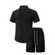 thumbnail image 4 of Ceisia Men's Solid Color Short Sleeve Button-Down Shirt & Shorts Set Casual Summer Outfit Black M Gifts, 4 of 8