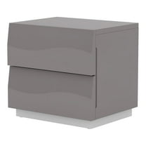 Milan Dayton 2-Drawer Wood Nightstand in High Gloss Gray