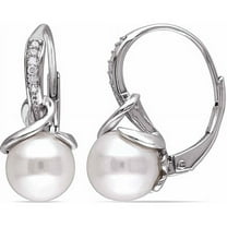 Everly Women's Cultured Pearl and Diamond Sterling Silver Earrings