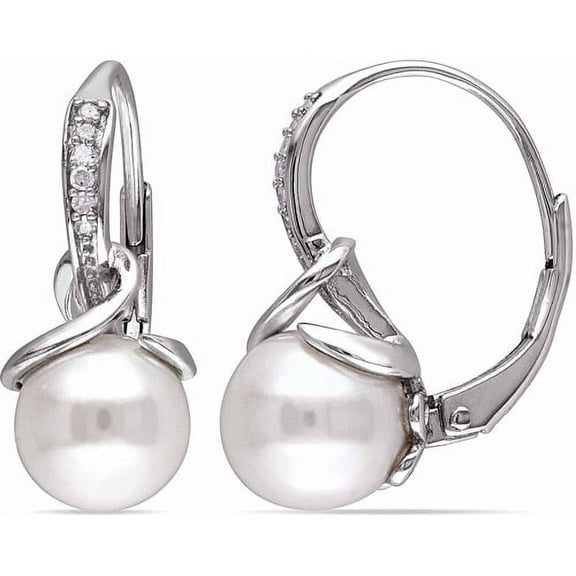 Everly Women's Cultured Pearl and Diamond Sterling Silver Earrings