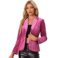 thumbnail image 1 of Chaqueta de terciopelo de oficina frontal con botón de solapa con muesca vintage para mujer Rosa Caliente XL, 1 of 6