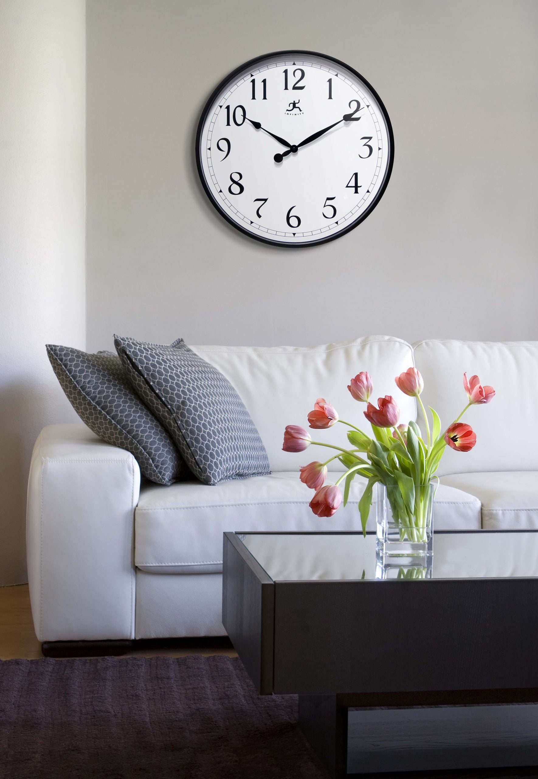 Infinity Instruments 18-inch Black Office Transitional Analog Display Wall Clock