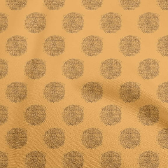oneOone Polyester Spandex Mustard Yellow Fabric Asian Block Diy Clothing Quilting Fabric Print Fabric By Yard 56 Inch Wide
