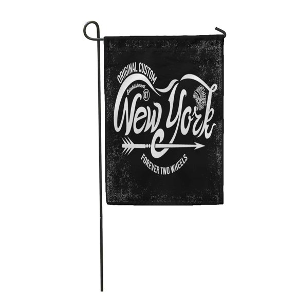 SIDONKU Patch Typographic New York Writing Motorcycle Emblem Skull Gang Garden Flag Decorative Flag House Banner 12x18 inch