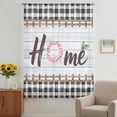 thumbnail image 2 of Spring Flowers Sheer Curtains 45 Inches Long, Farmhouse Watercolor Black Plaid Wood Grain Light Filering Curtains, Breathable Simi Curtain Privacy Drapes for Kitchen Bathroom Small Window Treatment, 2 of 9
