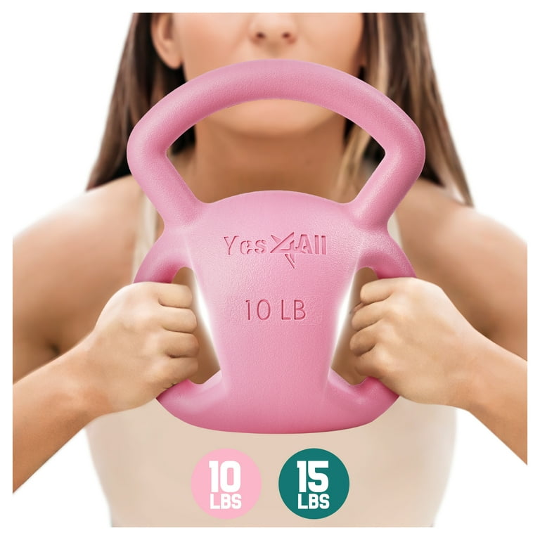 Yes4All Plastic - Three-Handles Kettlebell - Pink - 10lbs pair