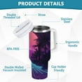 thumbnail image 2 of Yayeee 30oz Stainless Steel Tumbler with Straw and Handle Double-Wall Insulated Travel Water Bottle, Night Neon Road, 2 of 8