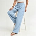 thumbnail image 2 of hlysgo Womens Wide Leg Palazzo Pants High Waisted Casual Lounge Pants 2026 Beach Vacation Outfits Trousers with Pockets Light Blue,S, 2 of 6