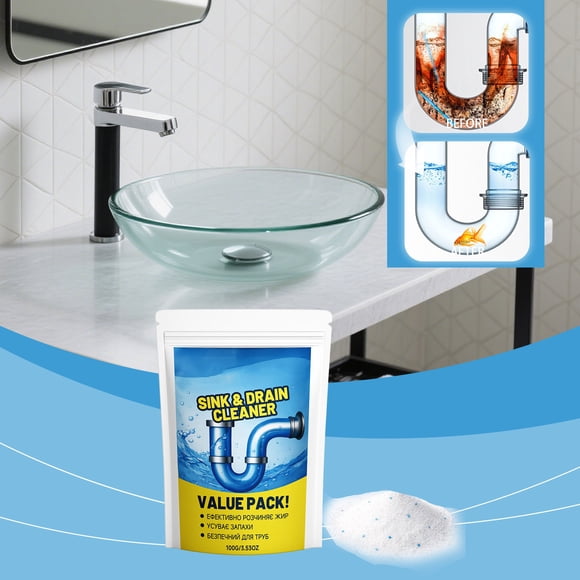 EGNMCR Household Cleaners 100g Drains Cleaner Powder Kitchen And Bathroom Pipe Sink Cleaner For Grease Removal And Odor Eliminators Drain Cleaners Powders