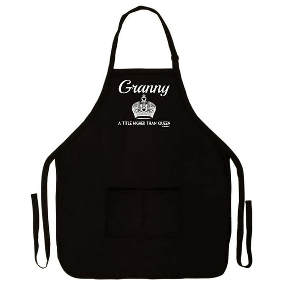ThisWear Mother's Day Gift Granny a Title Higher Than Queen Two Pocket Apron Black