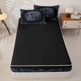 thumbnail image 4 of Homewish Retro Skeleton Skull Zipper Twin Comforter Sets with Fitted Sheet and 2 Pillowcases for Teens, Slate Blue Baroque Floral Zipper Bedding Set, Black Reversible, 4 Pieces, 4 of 6