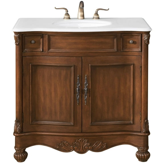 Elegant Lighting Vf-1047-Vw Windsor 36" Free Standing Single Basin Vanity Set - Brown