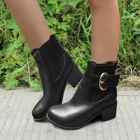 

Christmas Ankle Buckle Low Min Boots Solid Women s Boots Shoes Belt Fashion Heel Color Women s Boots