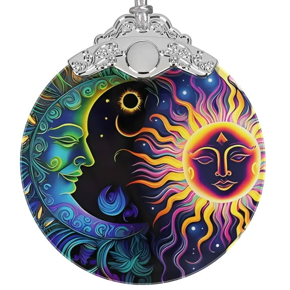 Sun Moon Ornament, Christmas Ornaments, Christmas Decorations for Tree, Stained Glass Ornament, Heirloom Keepsake, Gift Exchange, Gift Ideas, Bauble Present
