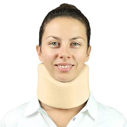 Vive Neck Brace - Foam Cervical Collar - Vertebrae Whiplash Wrap Aligns and Stabilizes Spine - Adjustable Spinal Support Can Be Used While Sleeping and Relieves Pain, Pressure