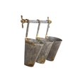 thumbnail image 1 of Creative Co-Op Antiqued Metal Wall Rack with 3 Hanging Tin Pots, 1 of 5