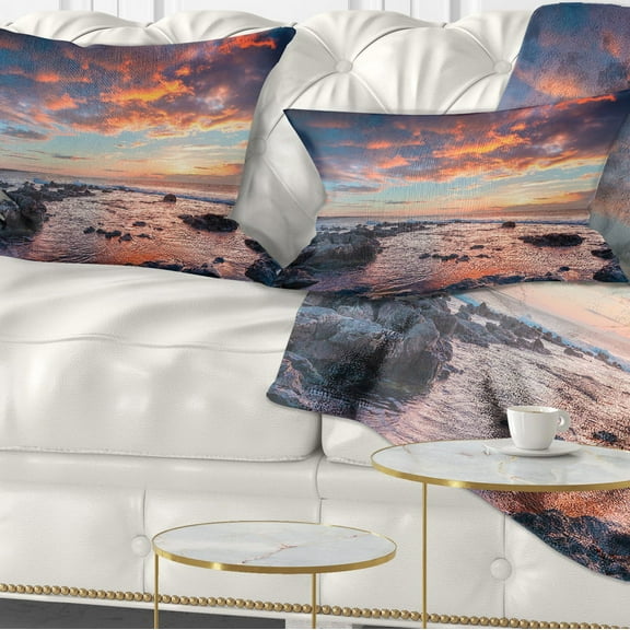 Designart Passero Cape Spring Sunrise - Seashore Photo Throw Pillow - 12x20