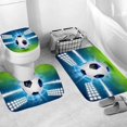 thumbnail image 3 of 4 Pieces Football Shower Curtains with Non-Slip MatGlobes, Toilet Lid and Bath Mat, Vintage Waterproof Bathroom Shower Curtain with 12 Hooks, 3 of 3