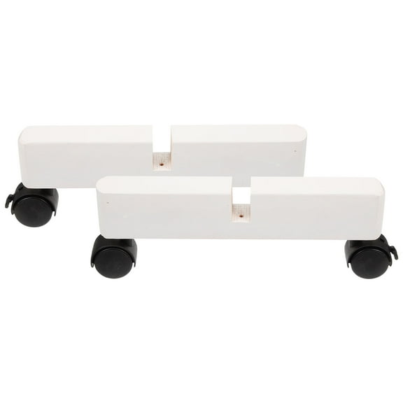 2 Pcs Screen Mobile Base Home Divider Stand Feet Room Partition Dividers with Wheels Décor White Wood