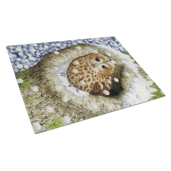 Caroline's Treasures Tawny Owl in the Tree Glass Cutting Board Large