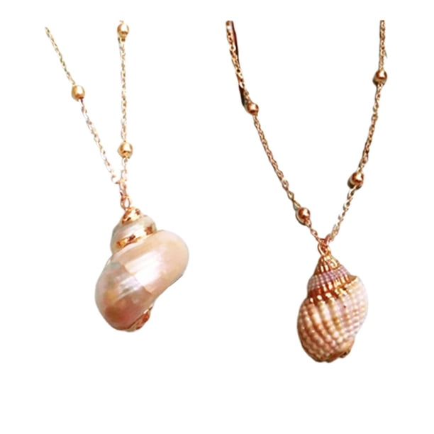 2 piezas de elegante collar con colgante de caracola, elegante accesorio para el cuello, collar creativo, joyería, pequeño regalo para mujeres y niñas