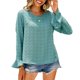 thumbnail image 1 of Blusas de trabajo de manga larga Casual cuello redondo acampanado Jacquard Polka Dots Top de trabajo para mujeres, 1 of 6