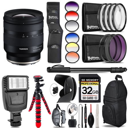 Tamron 11-20mm f/2.8 Di III-A RXD Lens for Sony E + Flash + Color Filter Set - 32GB Accessory Kit (International Version)