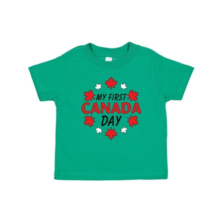 

Inktastic My First Canada Day with Red and White Maple Leaves Gift Baby Boy or Baby Girl T-Shirt