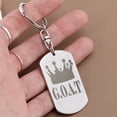 thumbnail image 4 of GOAT Greatest of All Time Engraved Dog Tag Keychain Stainless Steel or 18k Gold, 4 of 11