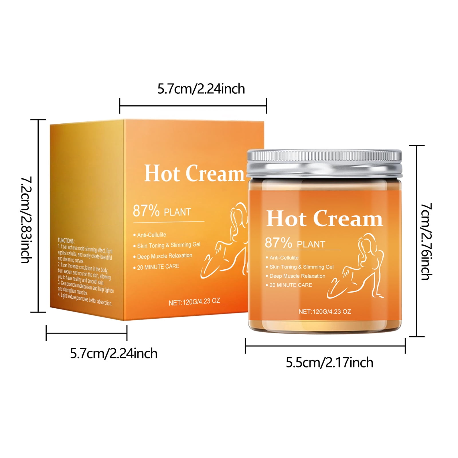 Alvantor Hot Firming Body Cream for Moisturizing & Massage, 4.23oz