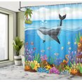 thumbnail image 5 of Ambesonne Animal Shower Curtain, Whale in Ocean Planet, 69"Wx75"L, Dark Blue Orange, 5 of 5