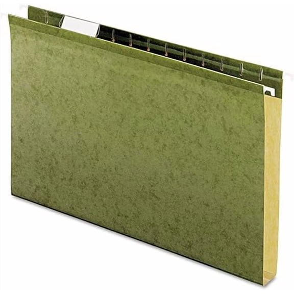 Extra Capacity Reinforced Hanging File Folders, 3", Legal Size, Standard Green, 1/5 Cut, 25 per Box (04153x3)