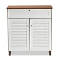 thumbnail image 3 of Bowery Hill White and Walnut 4-Shelf Wood Shoe Cabinet with Drawer, 3 of 10