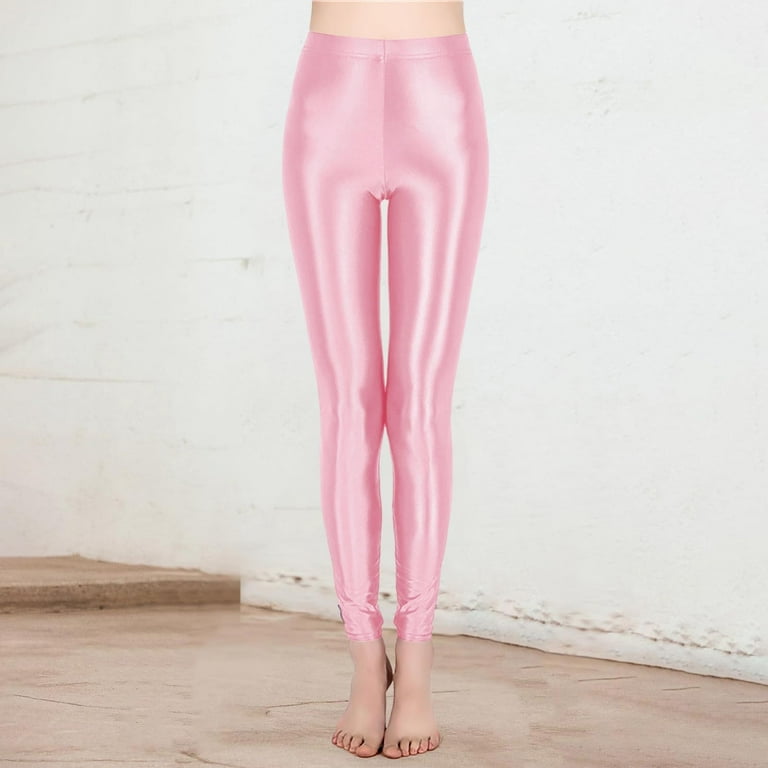 WENWU Plus Size High Waist Workout Leggings Shiny Pants Yoga