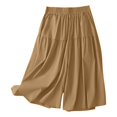thumbnail image 4 of Endives Women's Shorts Solid Color Loose Summer Bermuda Short Knee Length Elastic Waist Beach Lounge Workout Casual Long Short Wide Leg Shorts, 4 of 6
