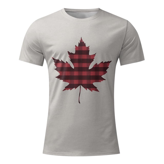 TIMIFIS T-Shirts pour Femmes Été Col Rond Manches Courtes Chandails Décontractés Vintage Feuille d'Érable Canadienne Imprimée T-Shirts