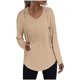 thumbnail image 3 of Camisas para mujer,Sudadera con capucha y cuello en V para mujer, jersey con bolsillo con cordón, top informal de poliéster de manga larga, sopatenor, 3 of 9