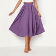thumbnail image 6 of Lenago Skirts for Women Casual Summer Large Solid Elastic Waist Flax A-line Ankle Skirt, 6 of 10