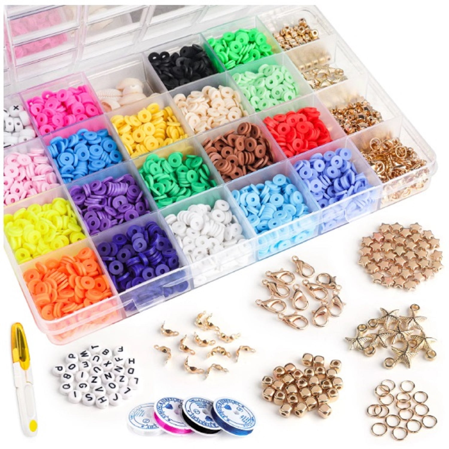 mozhixue Charm Bracelet Making Kit String Kids DIY Friendship Crystal Beads  Pendant Bracelets Jewelry Making Kit for Girls 5-7,Yellow