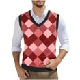 thumbnail image 1 of Camiseta sin mangas con cuello en V para hombre, estilo informal, con estampado vintage, permeable al trabajo y cuello en V., 1 of 5