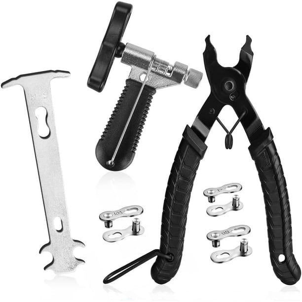 Alicates para eslabones de bicicleta + herramienta divisora de cadena + comprobador de cadena + 3 pares de eslabones perdidos para bicicleta, abridor de eslabones para bicicleta, cortador