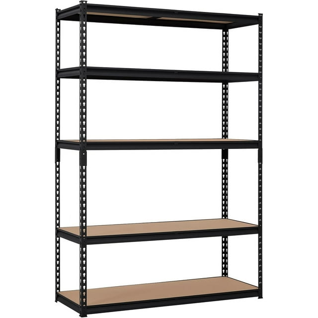 Heavy Duty Storage Shelves 5-Tier Adjustable Metal Rack - 48”D x 18”W x 72”H Garage Shelving Unit with 1500LB Capacity, Bolt-Free Assembly