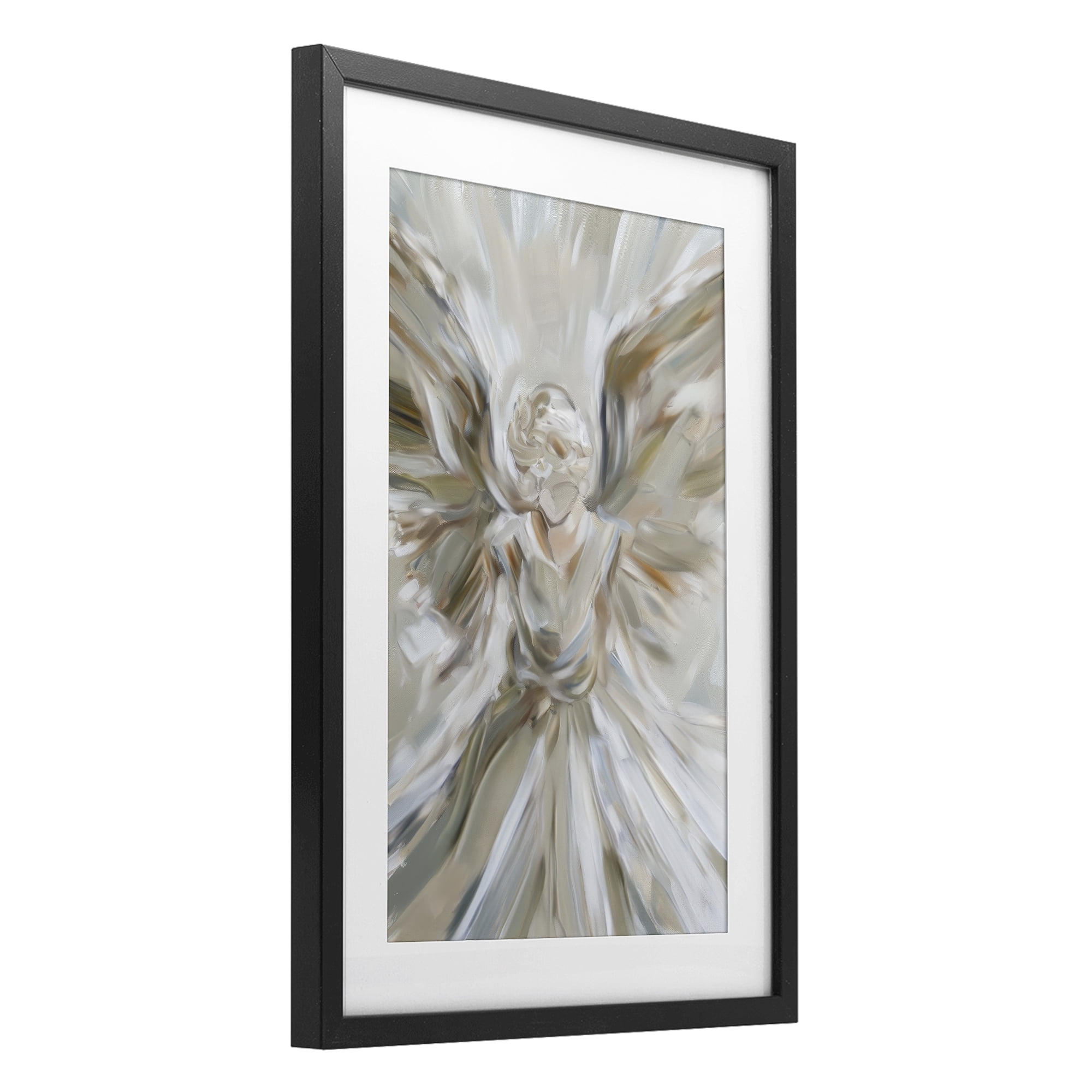 Stupell Industries Serene Angel with Flowing Wings Black Framed Print Under Glass, design by Petal Prints Design