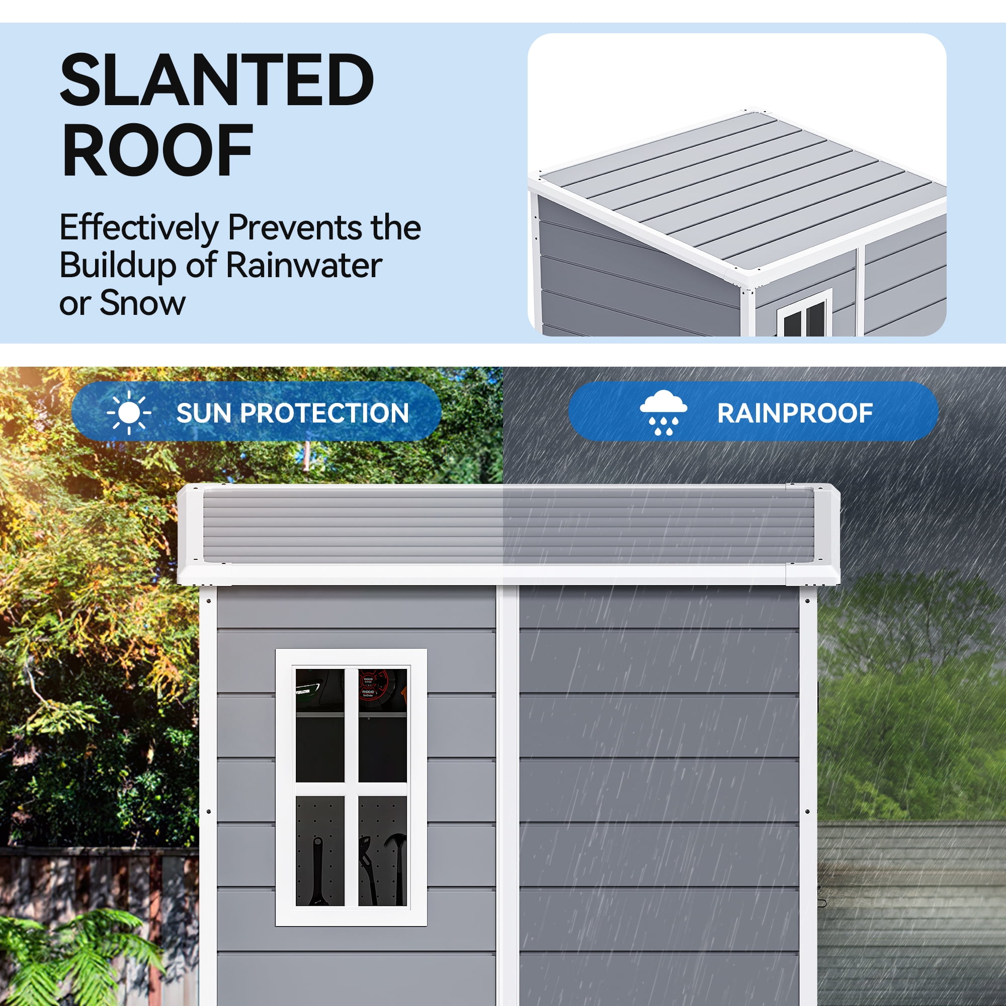 Uforic 5x4 FT Resin Outdoor Storage Shed with Floor, Resin Large with Lockable Door & Window, Waterproof