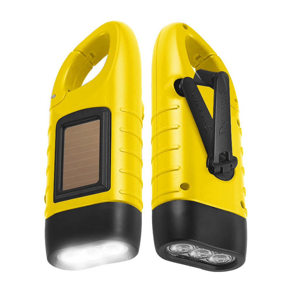2PCS Hand Crank Solar Powered Flashlight, Emergency Torch, Rechargeable