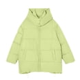 thumbnail image 4 of UYISJ Womens Puffer Jacket Full Zip Quilted Hooded Bubble Coats Padded Jacket Long Sleeve Winter Warm Coat with Pocket Green L, 4 of 5
