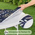 thumbnail image 5 of Round Tablecloth with Floral Design and Elastic Edge, Reusable Water-Resistant Polyester, Fits 44-52 Inch Kitchen or Picnic Table, 5 of 7